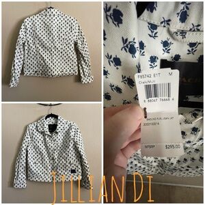 NWT Coach Badlands Floral Jean Jacket White Blue Medium Rose Flower